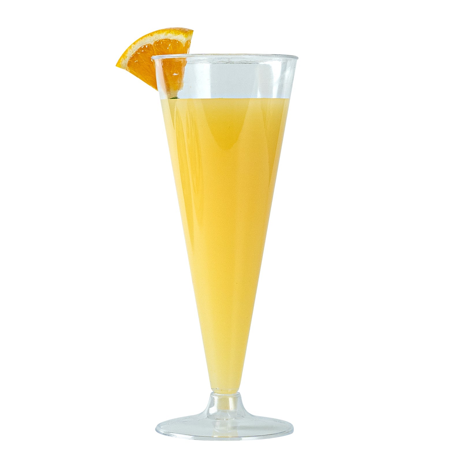 Bev Tek 7 oz Clear Plastic Long Champagne Flute - 2 3/4" x 2 3/4" x 6 3/4" - 20 count box