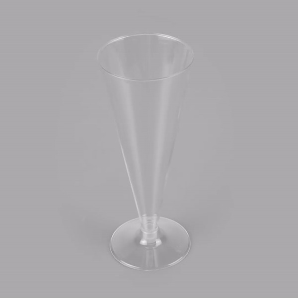 Bev Tek 7 oz Clear Plastic Long Champagne Flute - 2 3/4" x 2 3/4" x 6 3/4" - 20 count box