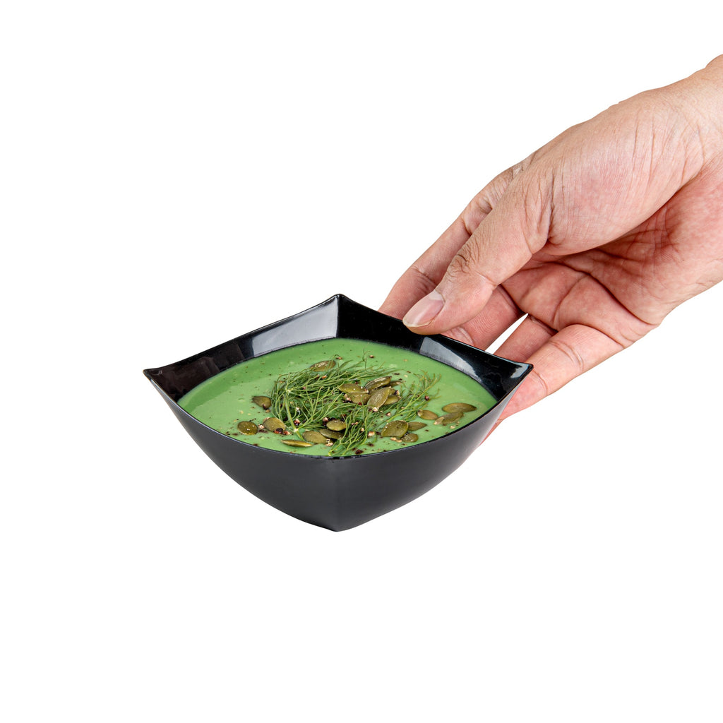 Moderna 8 oz Square Black Plastic Bowl - 4 1/2" x 4 1/2" x 2" - 10 count box