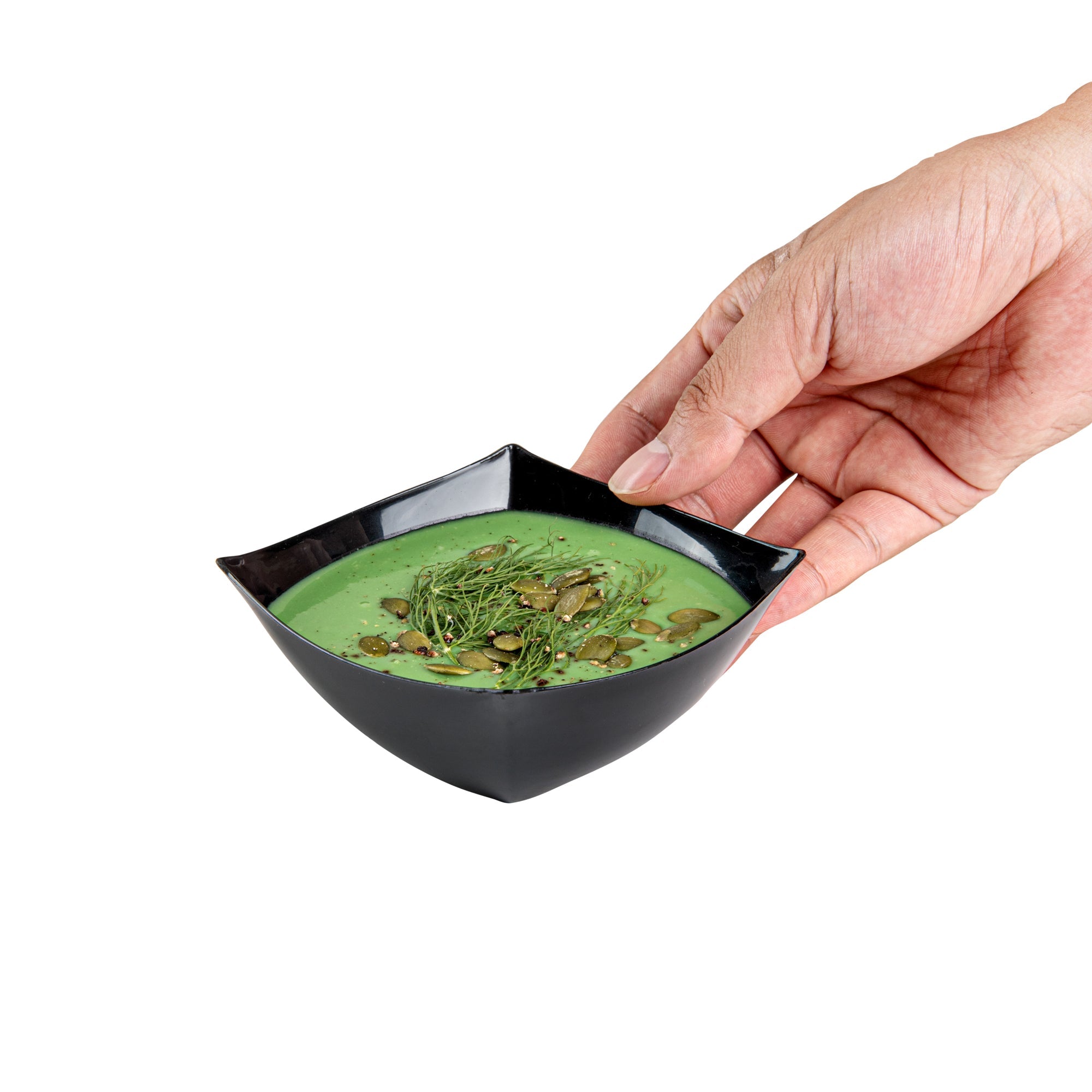 Moderna 8 oz Square Black Plastic Bowl - 4 1/2" x 4 1/2" x 2" - 10 count box