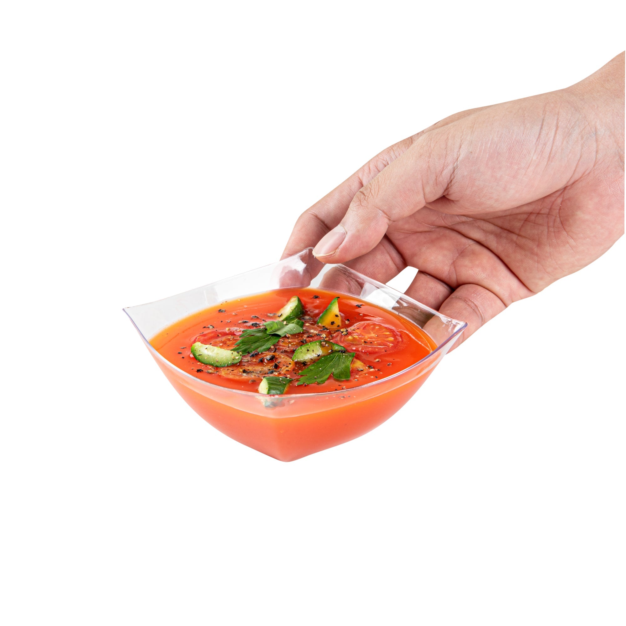 Moderna 8 oz Square Clear Plastic Bowl - 4 1/2" x 4 1/2" x 2" - 10 count box