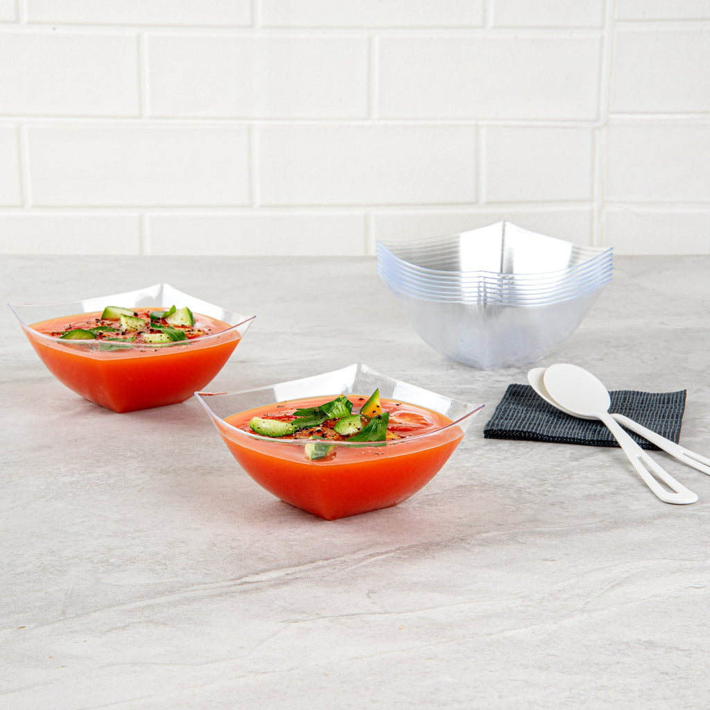 Moderna 8 oz Square Clear Plastic Bowl - 4 1/2" x 4 1/2" x 2" - 100 count box