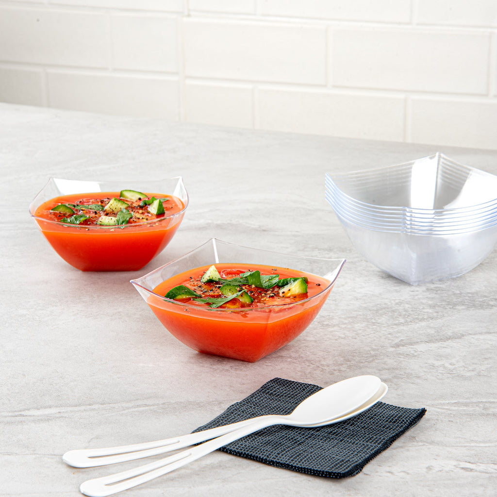 Moderna 8 oz Square Clear Plastic Bowl - 4 1/2" x 4 1/2" x 2" - 100 count box