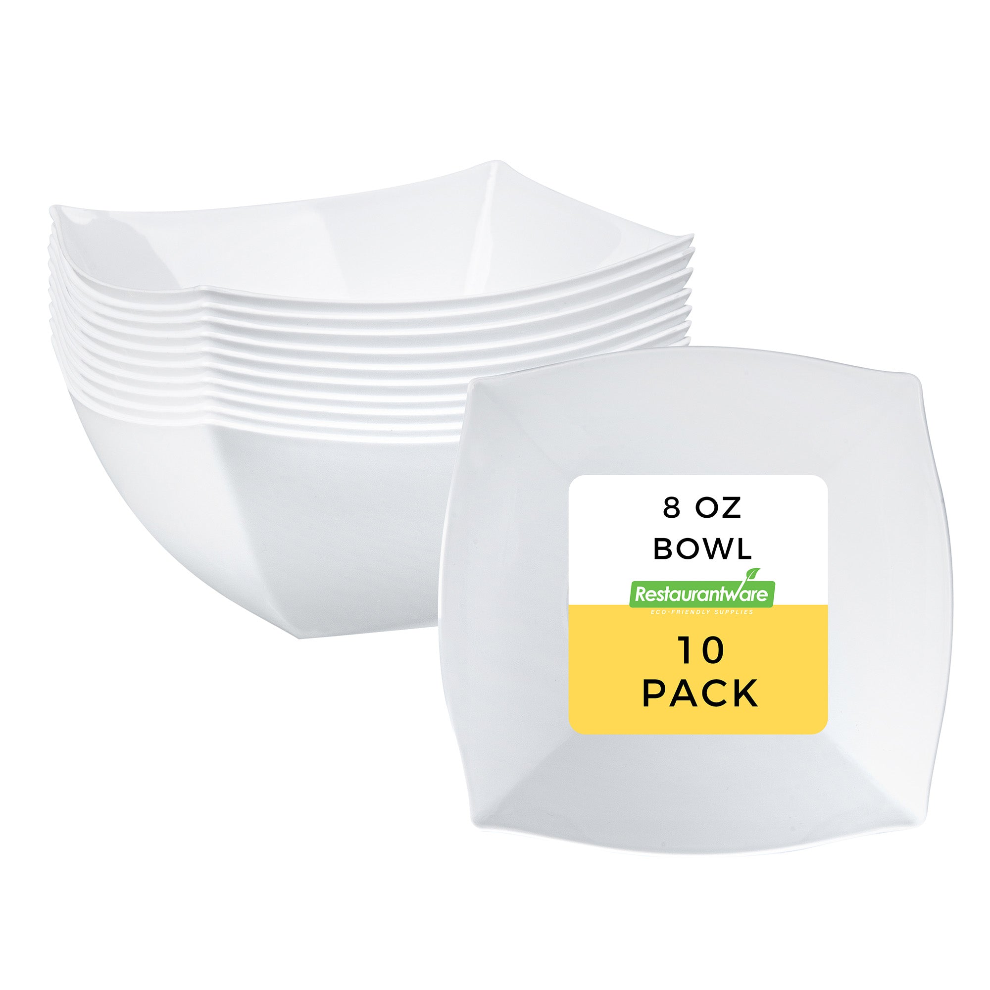 Moderna 8 oz Square White Plastic Bowl - 4 1/2" x 4 1/2" x 2" - 10 count box