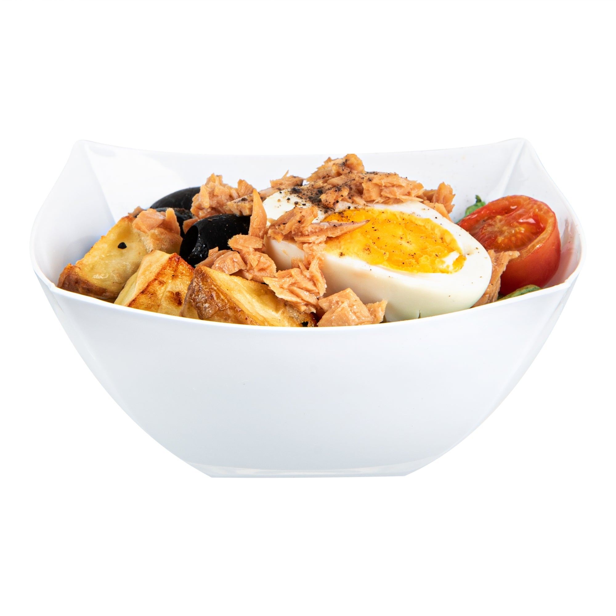 Moderna 8 oz Square White Plastic Bowl - 4 1/2" x 4 1/2" x 2" - 10 count box