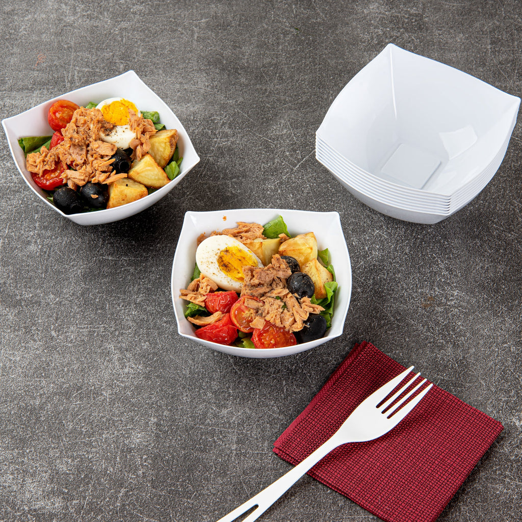 Moderna 8 oz Square White Plastic Bowl - 4 1/2" x 4 1/2" x 2" - 100 count box