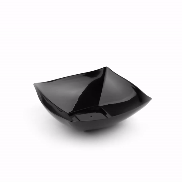 Moderna 32 oz Square Black Plastic Bowl - 7 3/4" x 7 3/4" x 2 1/4" - 10 count box