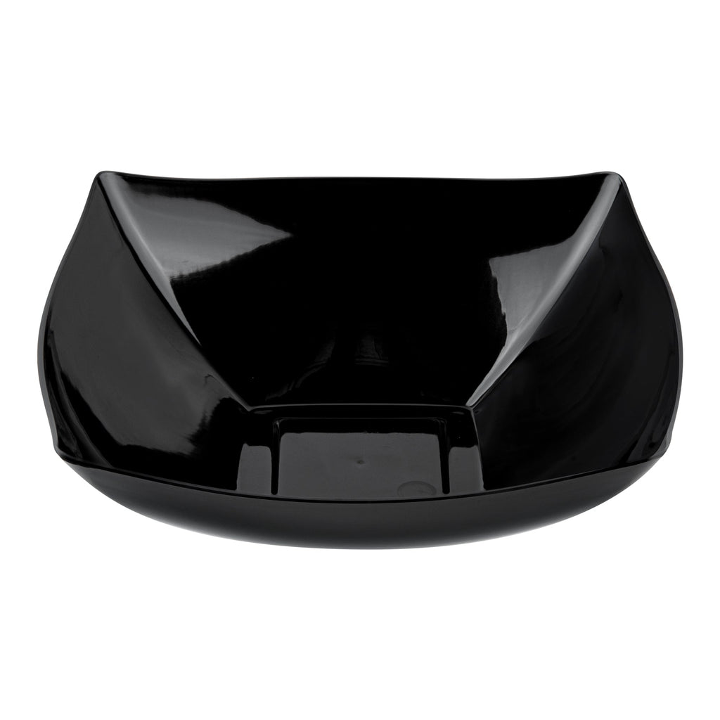 Moderna 32 oz Square Black Plastic Bowl - 7 3/4" x 7 3/4" x 2 1/4" - 10 count box