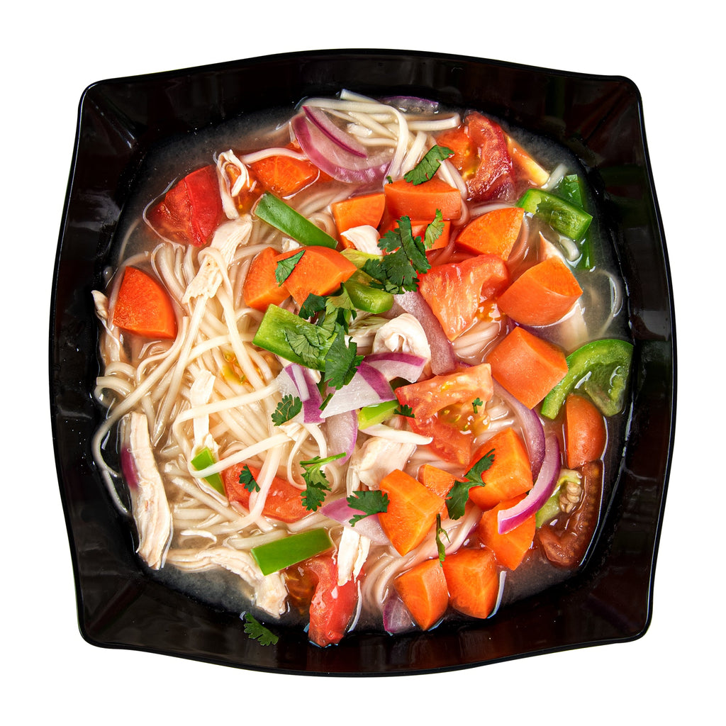 Moderna 32 oz Square Black Plastic Bowl - 7 3/4" x 7 3/4" x 2 1/4" - 100 count box