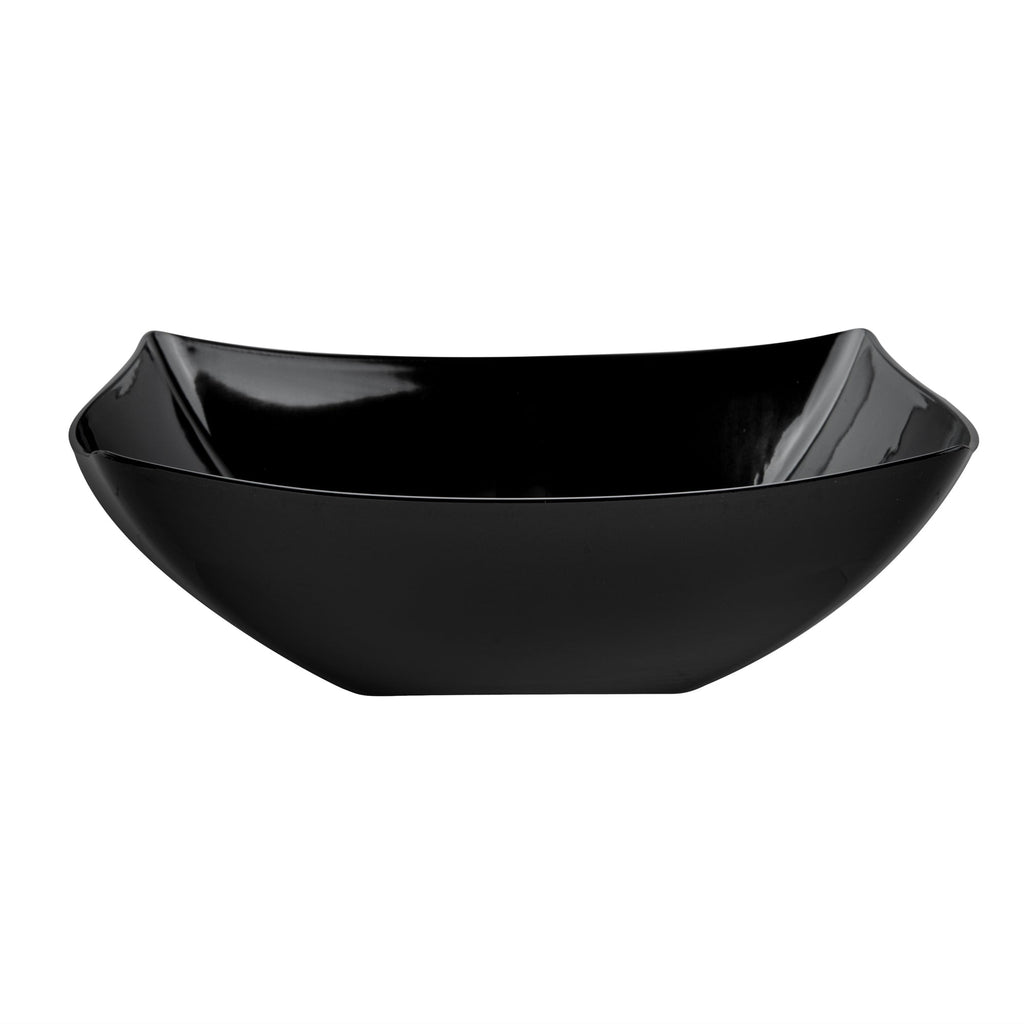 Moderna 32 oz Square Black Plastic Bowl - 7 3/4" x 7 3/4" x 2 1/4" - 100 count box