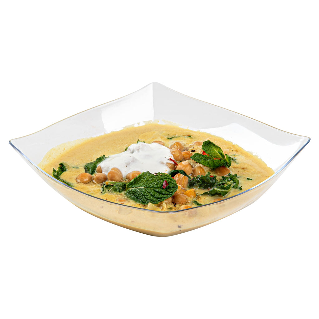 Moderna 32 oz Square Clear Plastic Bowl - 7 3/4" x 7 3/4" x 2 1/4" - 100 count box