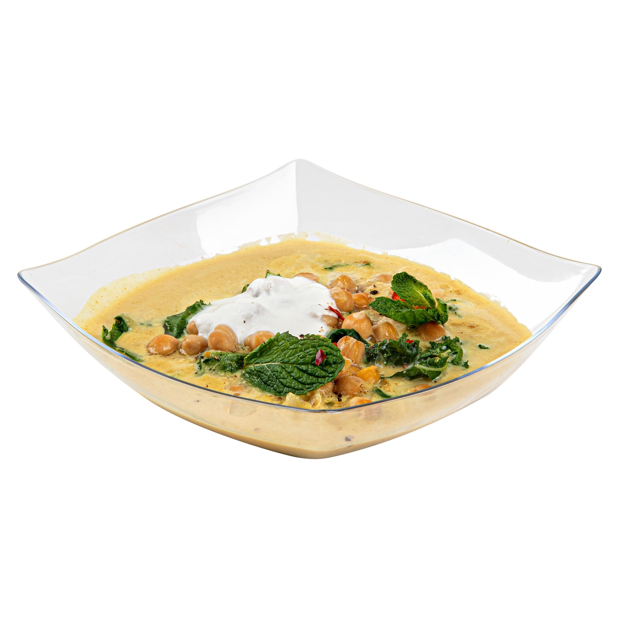 Moderna 32 oz Square Clear Plastic Bowl - 7 3/4" x 7 3/4" x 2 1/4" - 100 count box
