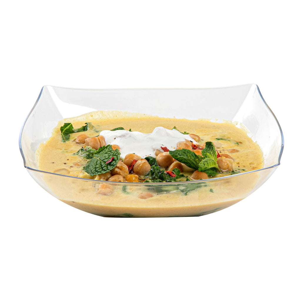 Moderna 32 oz Square Clear Plastic Bowl - 7 3/4" x 7 3/4" x 2 1/4" - 100 count box