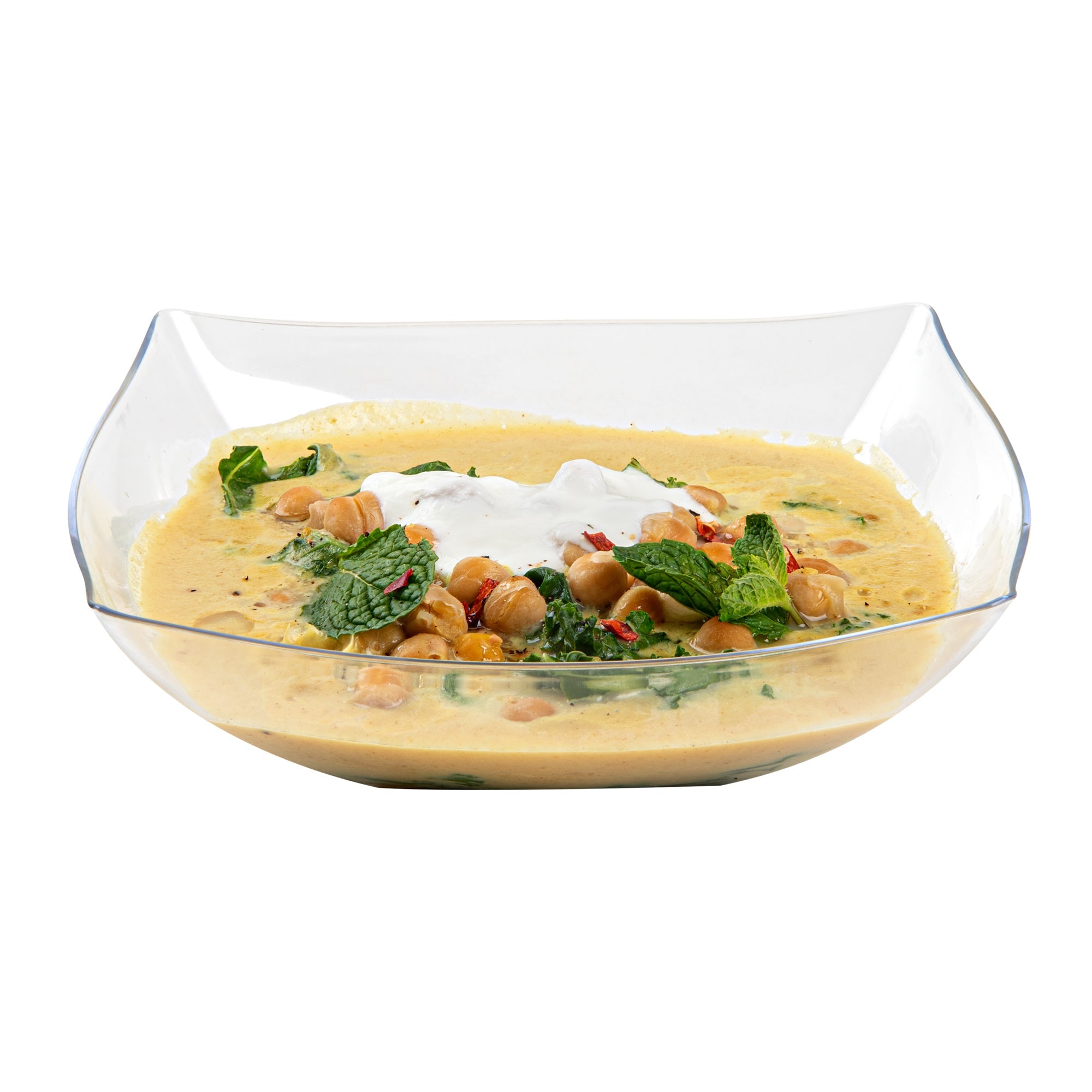 Moderna 32 oz Square Clear Plastic Bowl - 7 3/4" x 7 3/4" x 2 1/4" - 100 count box