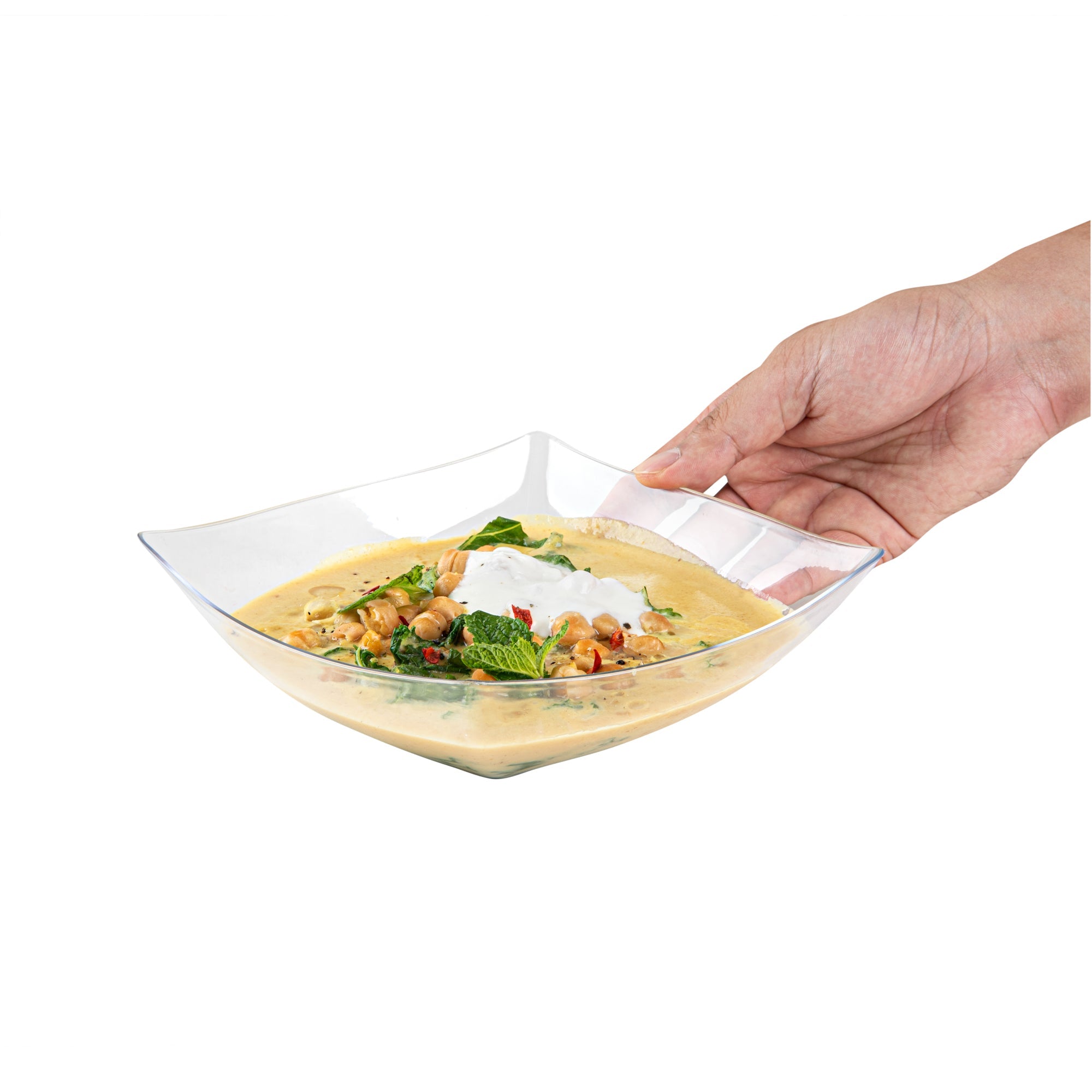 Moderna 32 oz Square Clear Plastic Bowl - 7 3/4" x 7 3/4" x 2 1/4" - 100 count box
