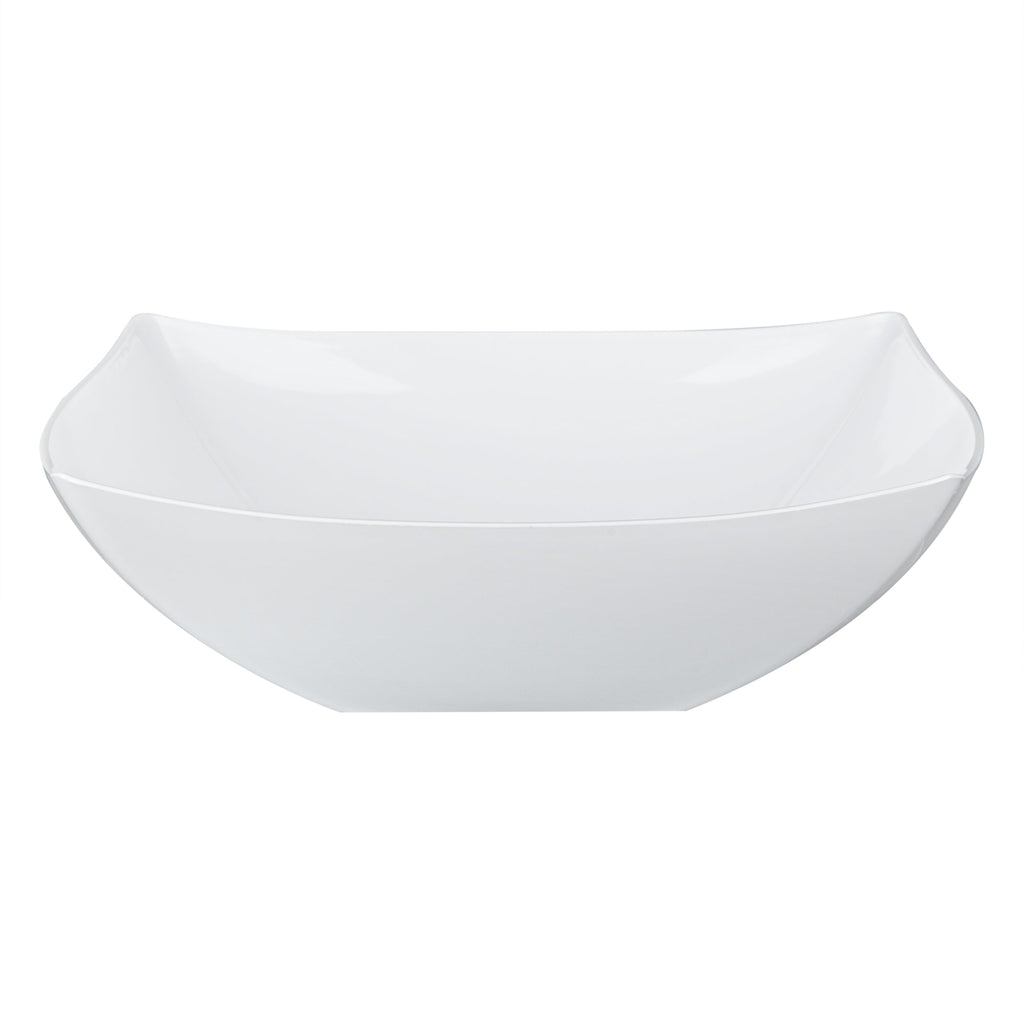 Moderna 32 oz Square White Plastic Bowl - 7 3/4" x 7 3/4" x 2 1/4" - 100 count box