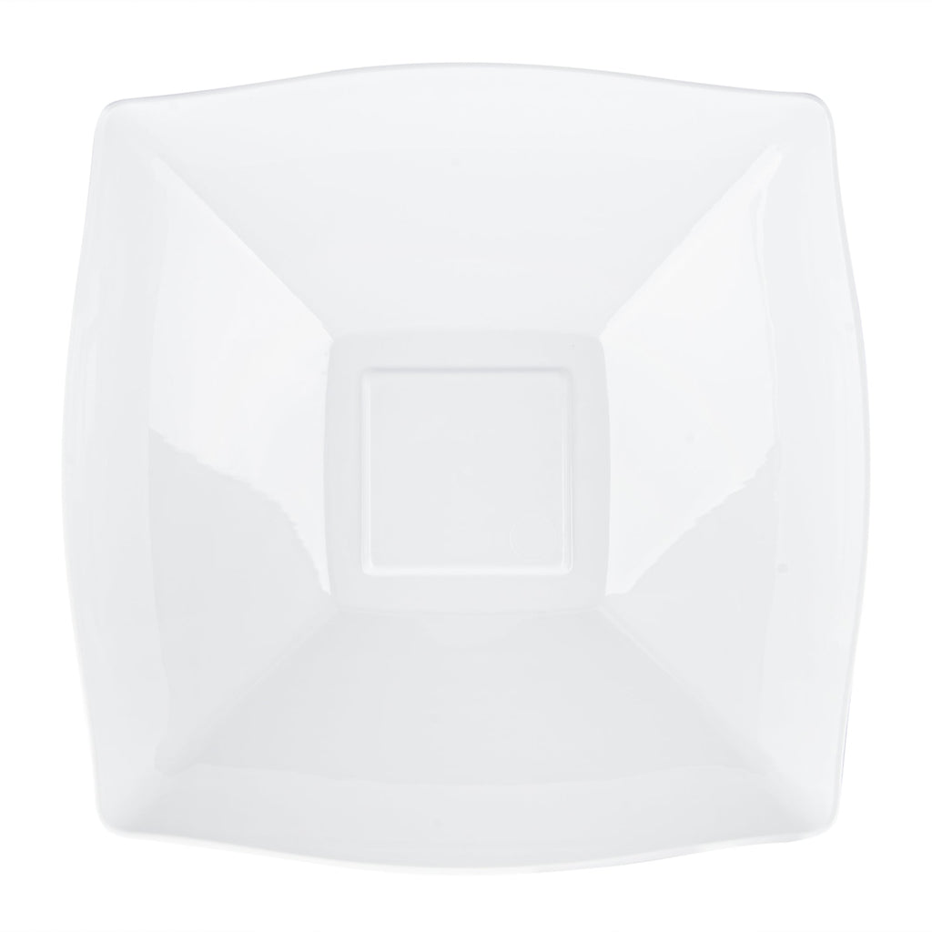 Moderna 32 oz Square White Plastic Bowl - 7 3/4" x 7 3/4" x 2 1/4" - 100 count box