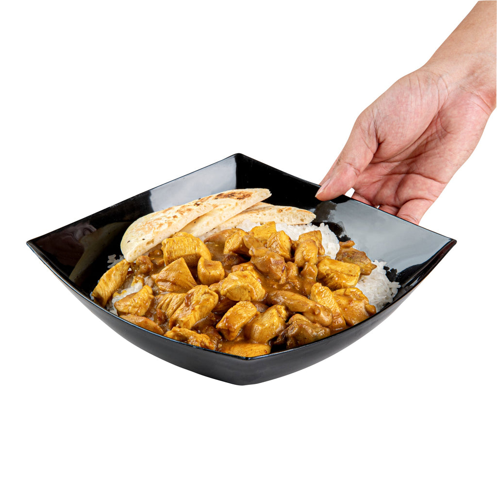 Moderna 64 oz Square Black Plastic Serving Bowl - 9 3/4" x 9 3/4" x 3" - 10 count box