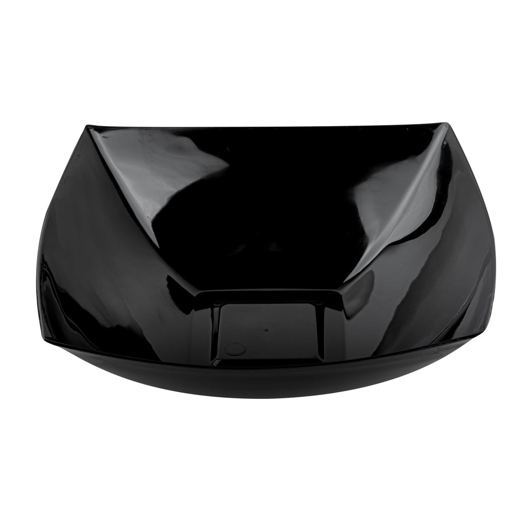 Moderna 64 oz Square Black Plastic Serving Bowl - 9 3/4" x 9 3/4" x 3" - 100 count box