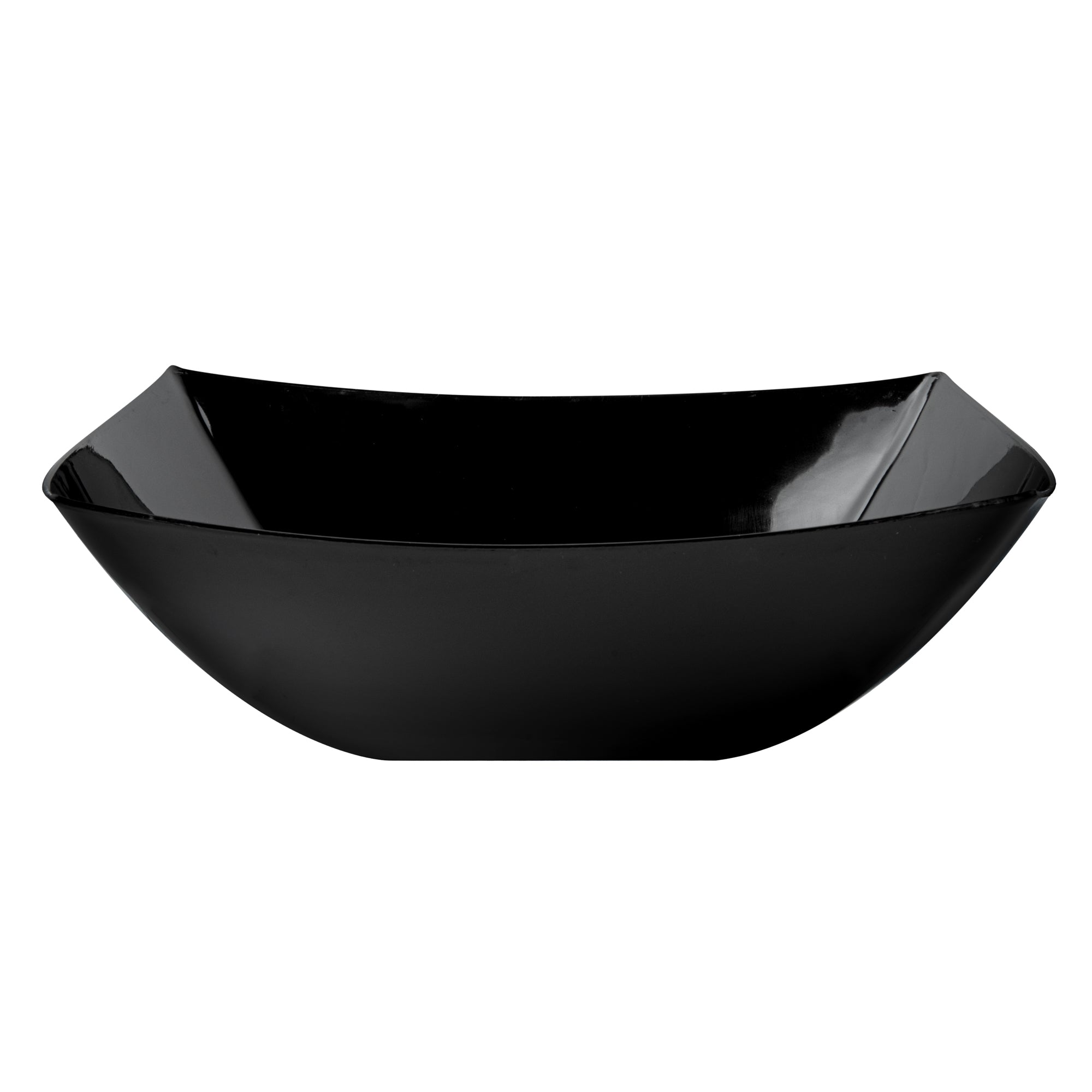 Moderna 64 oz Square Black Plastic Serving Bowl - 9 3/4" x 9 3/4" x 3" - 100 count box