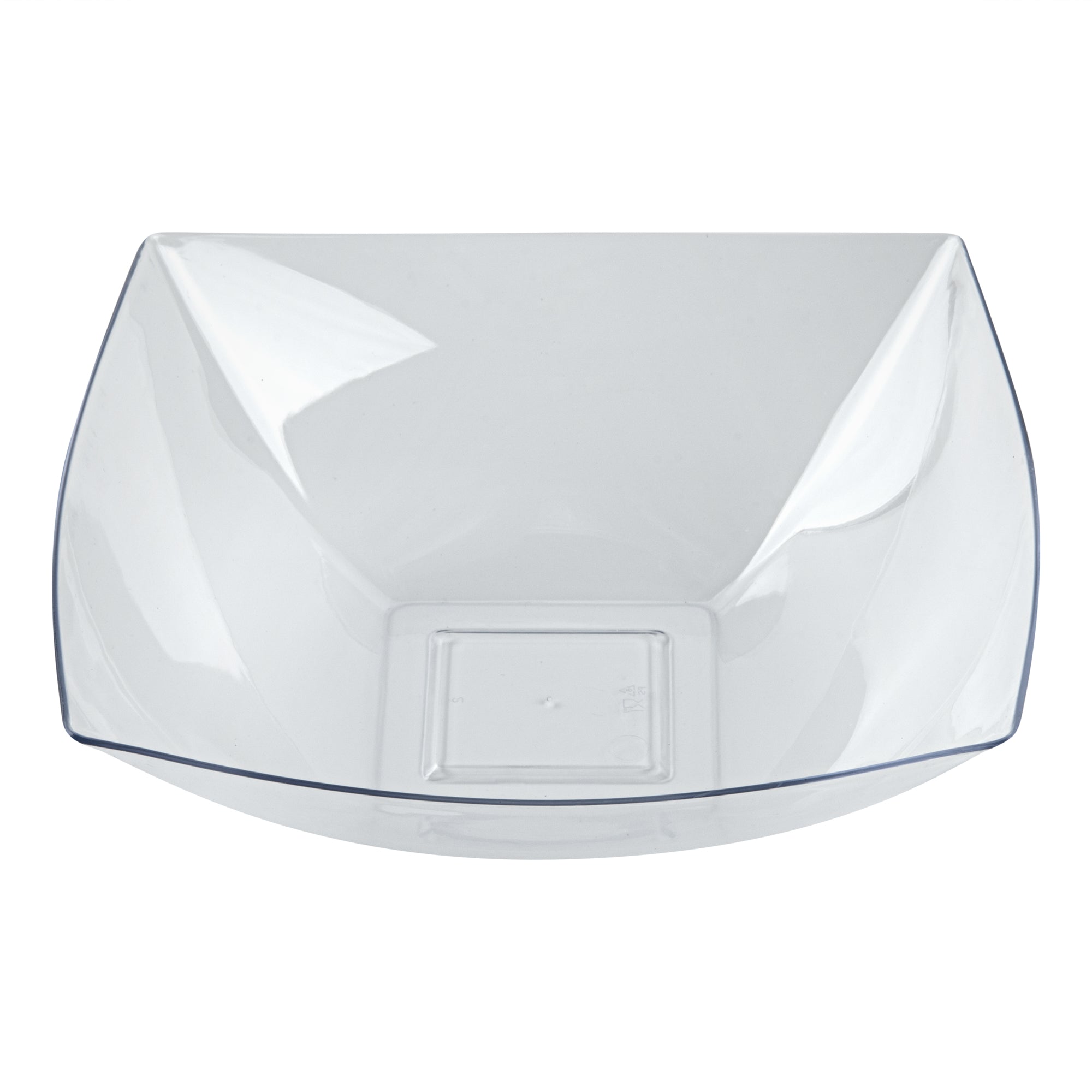 Moderna 64 oz Square Clear Plastic Serving Bowl - 9 3/4" x 9 3/4" x 3" - 100 count box