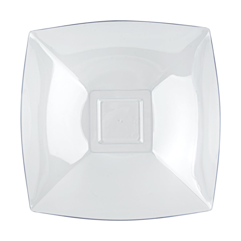 Moderna 64 oz Square Clear Plastic Serving Bowl - 9 3/4" x 9 3/4" x 3" - 100 count box
