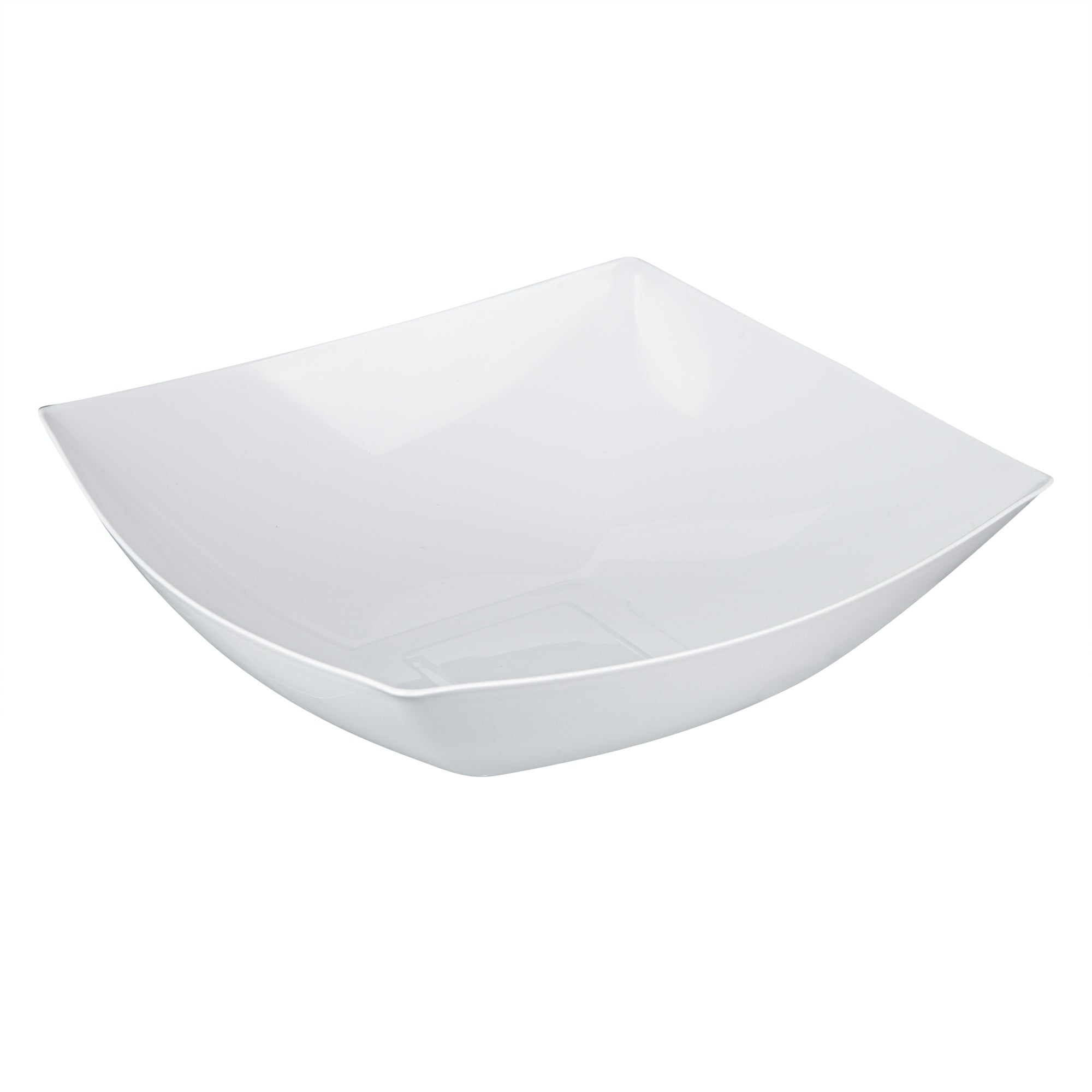 Moderna 64 oz Square White Plastic Serving Bowl - 9 3/4" x 9 3/4" x 3" - 10 count box