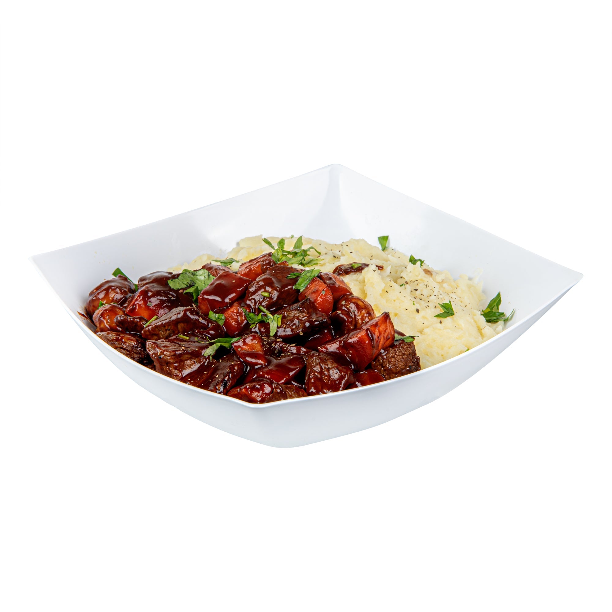 Moderna 64 oz Square White Plastic Serving Bowl - 9 3/4" x 9 3/4" x 3" - 10 count box