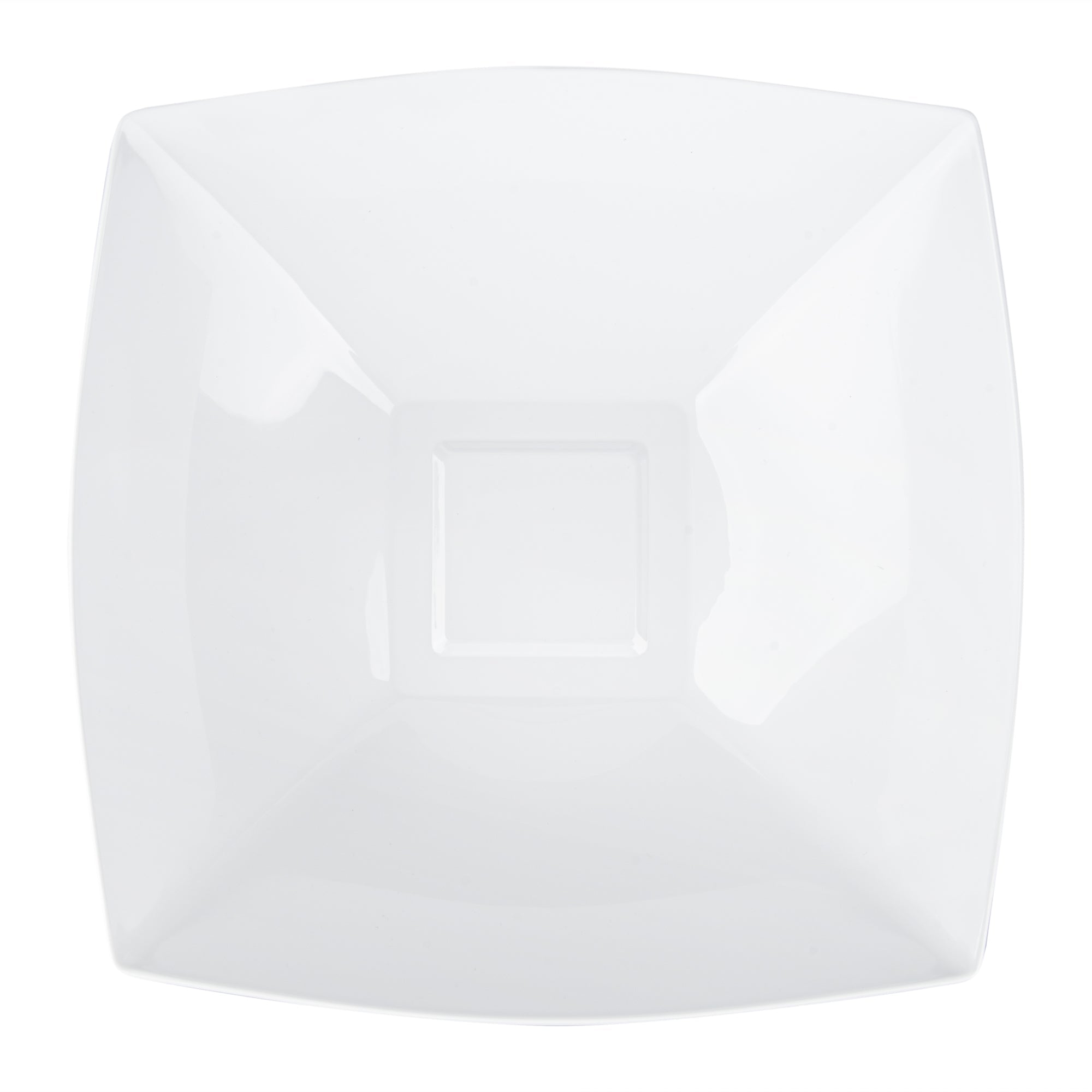 Moderna 64 oz Square White Plastic Serving Bowl - 9 3/4" x 9 3/4" x 3" - 10 count box
