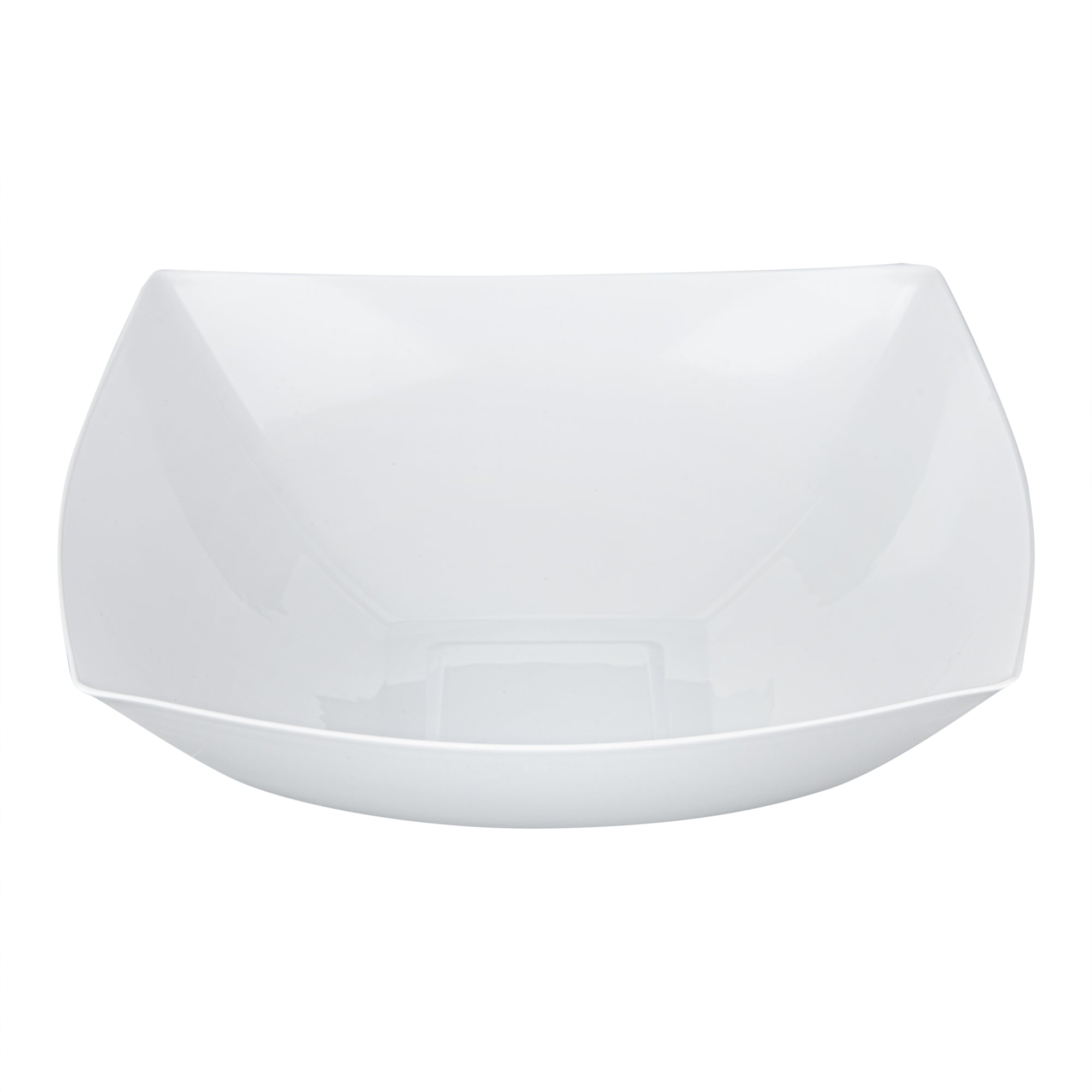 Moderna 64 oz Square White Plastic Serving Bowl - 9 3/4" x 9 3/4" x 3" - 100 count box