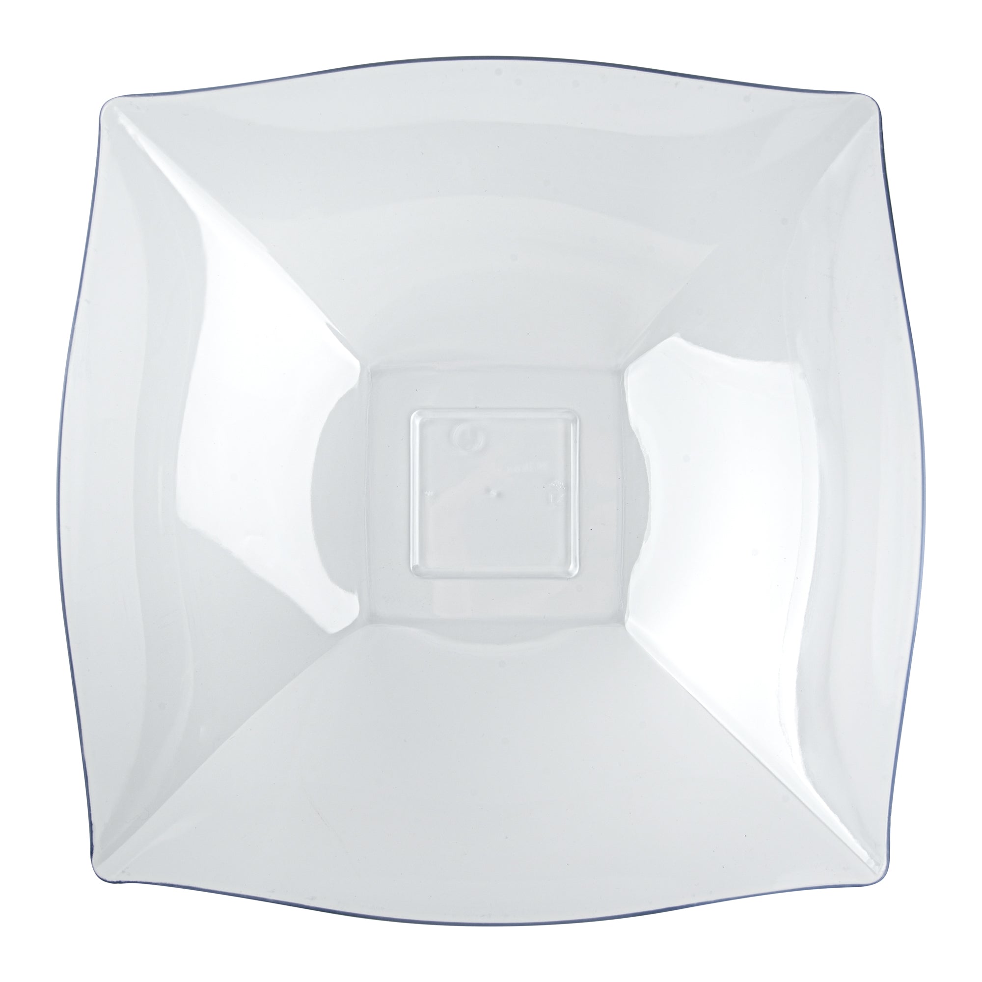 Moderna 128 oz Square Clear Plastic Serving Bowl - 12" x 12" x 4" - 10 count box