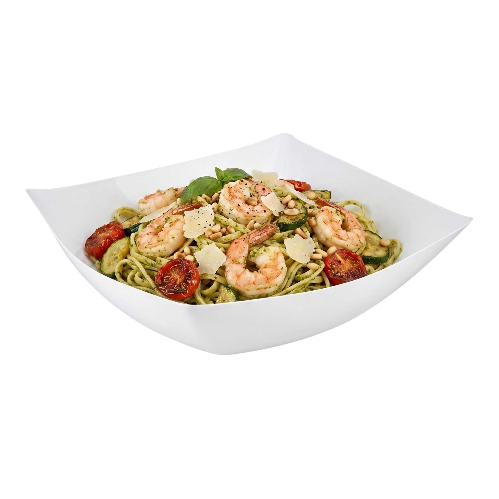 Moderna 128 oz Square White Plastic Serving Bowl - 12" x 12" x 4" - 40 count box