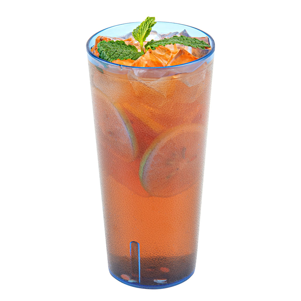 Bev Tek 24 oz Blue SAN Plastic Tumbler - Pebbled - 3 1/2" x 3 1/2" x 7" - 50 count box