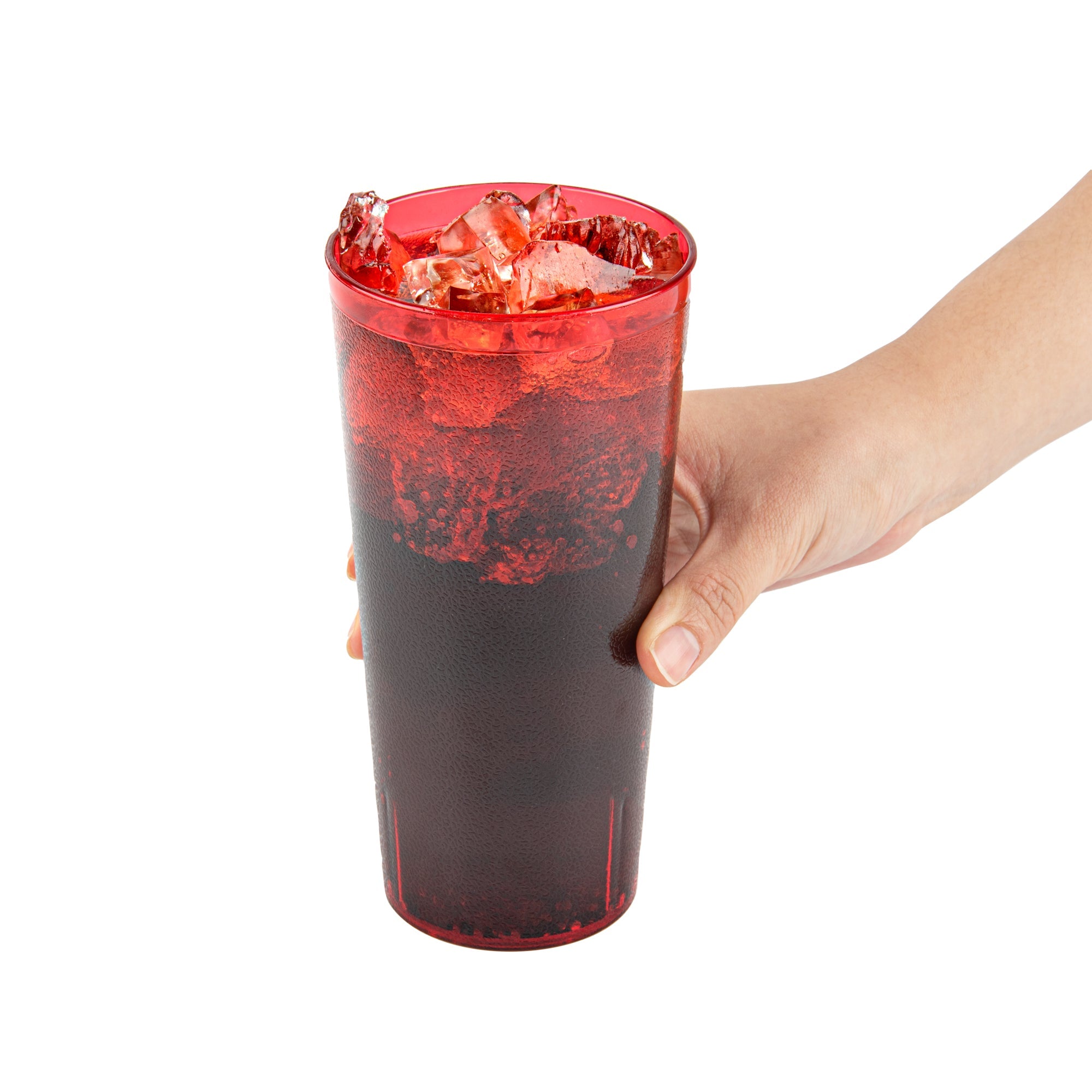 Bev Tek 24 oz Red SAN Plastic Tumbler - Pebbled - 3 1/2" x 3 1/2" x 7" - 10 count box