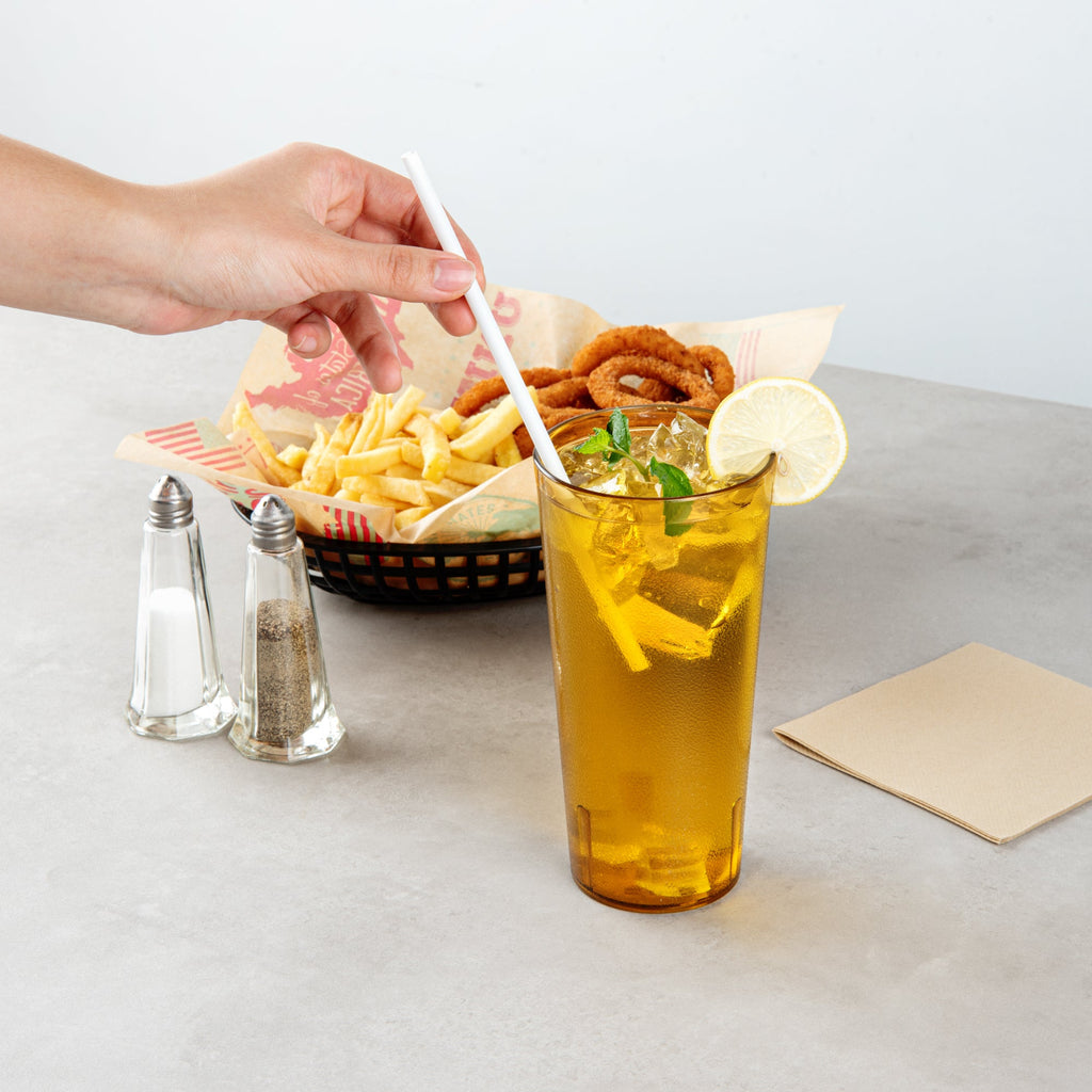 Bev Tek 24 oz Amber SAN Plastic Tumbler - Pebbled - 3 1/2" x 3 1/2" x 7" - 10 count box