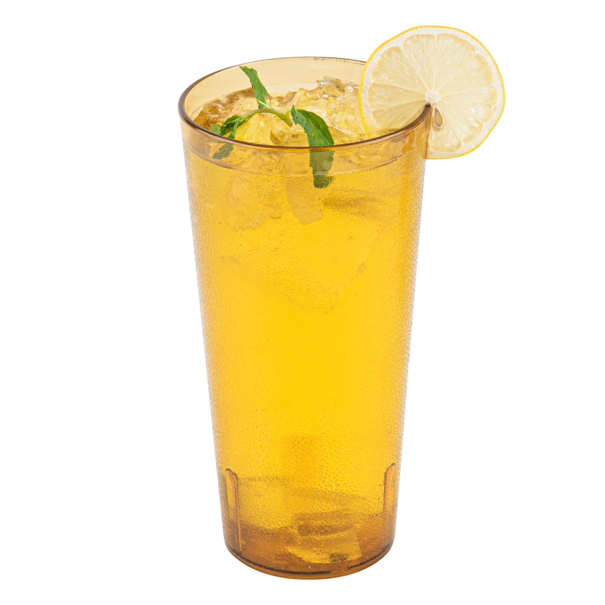 Bev Tek 24 oz Amber SAN Plastic Tumbler - Pebbled - 3 1/2" x 3 1/2" x 7" - 50 count box