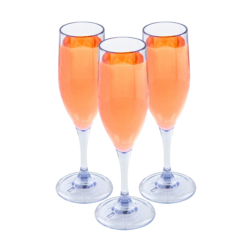 Bev Tek 6 oz Clear SAN Plastic Champagne Flute - 2" x 2" x 8" - 10 count box