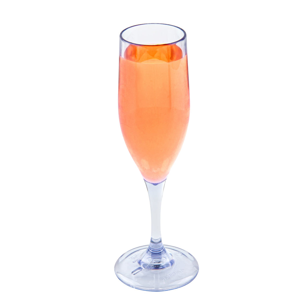 Bev Tek 6 oz Clear SAN Plastic Champagne Flute - 2" x 2" x 8" - 10 count box