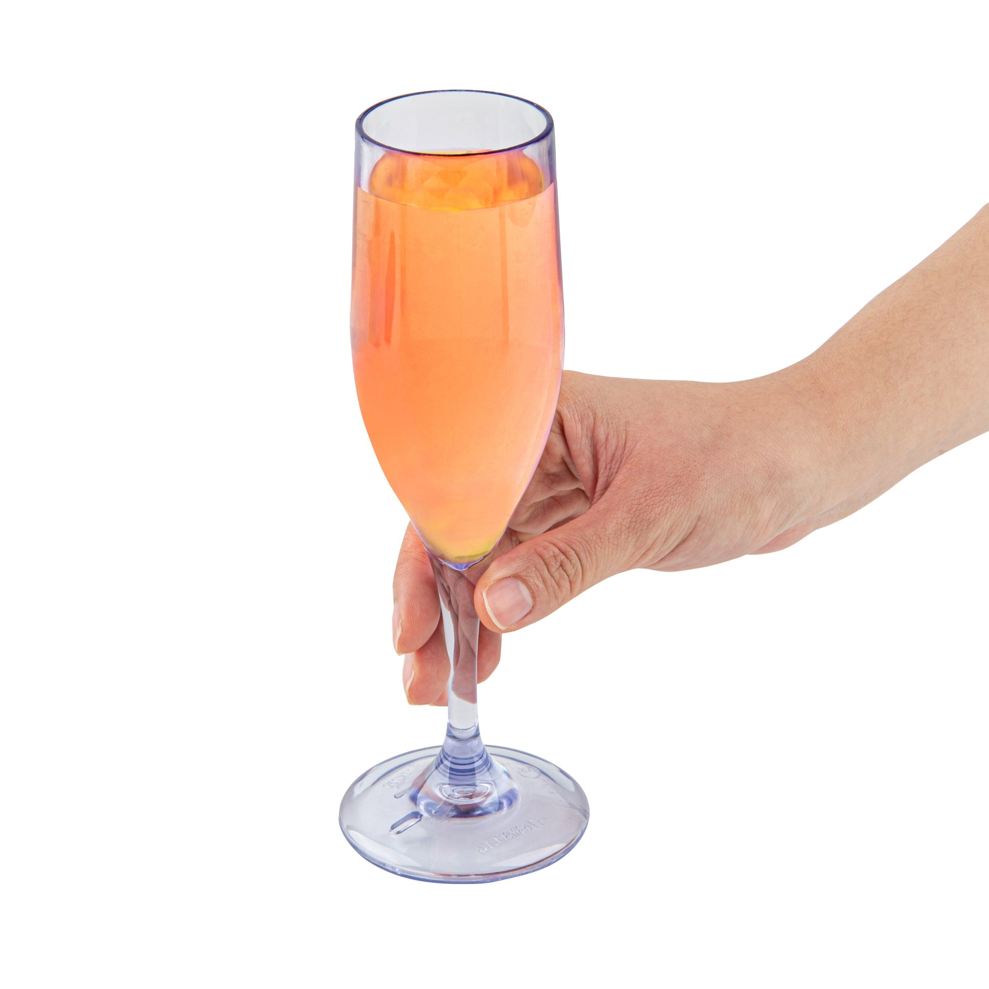 Bev Tek 6 oz Clear SAN Plastic Champagne Flute - 2" x 2" x 8" - 10 count box