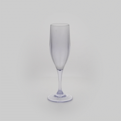 Bev Tek 6 oz Clear SAN Plastic Champagne Flute - 2" x 2" x 8" - 10 count box