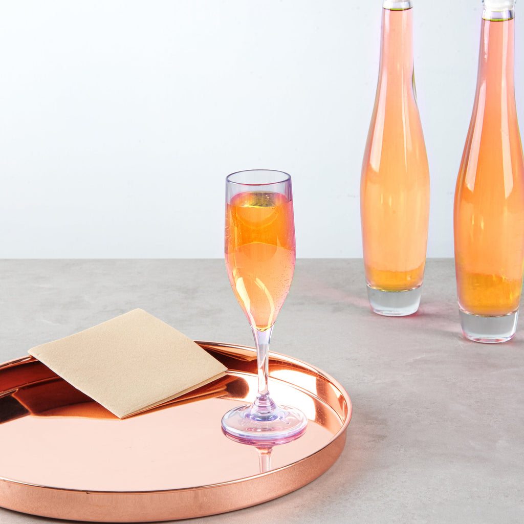 Bev Tek 6 oz Clear SAN Plastic Champagne Flute - 2" x 2" x 8" - 10 count box