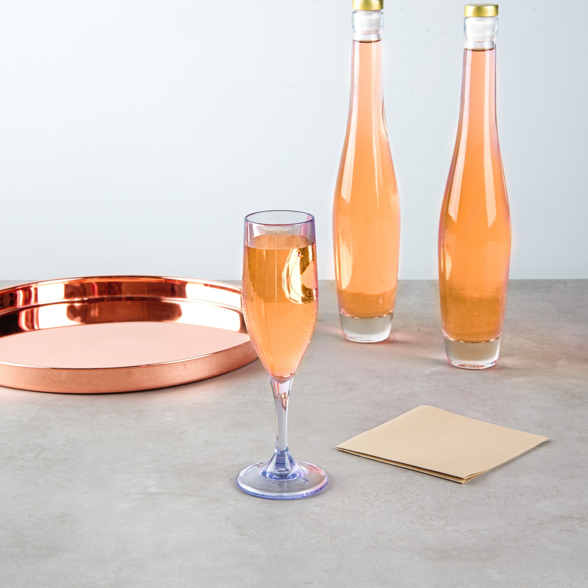 Bev Tek 6 oz Clear SAN Plastic Champagne Flute - 2" x 2" x 8" - 50 count box