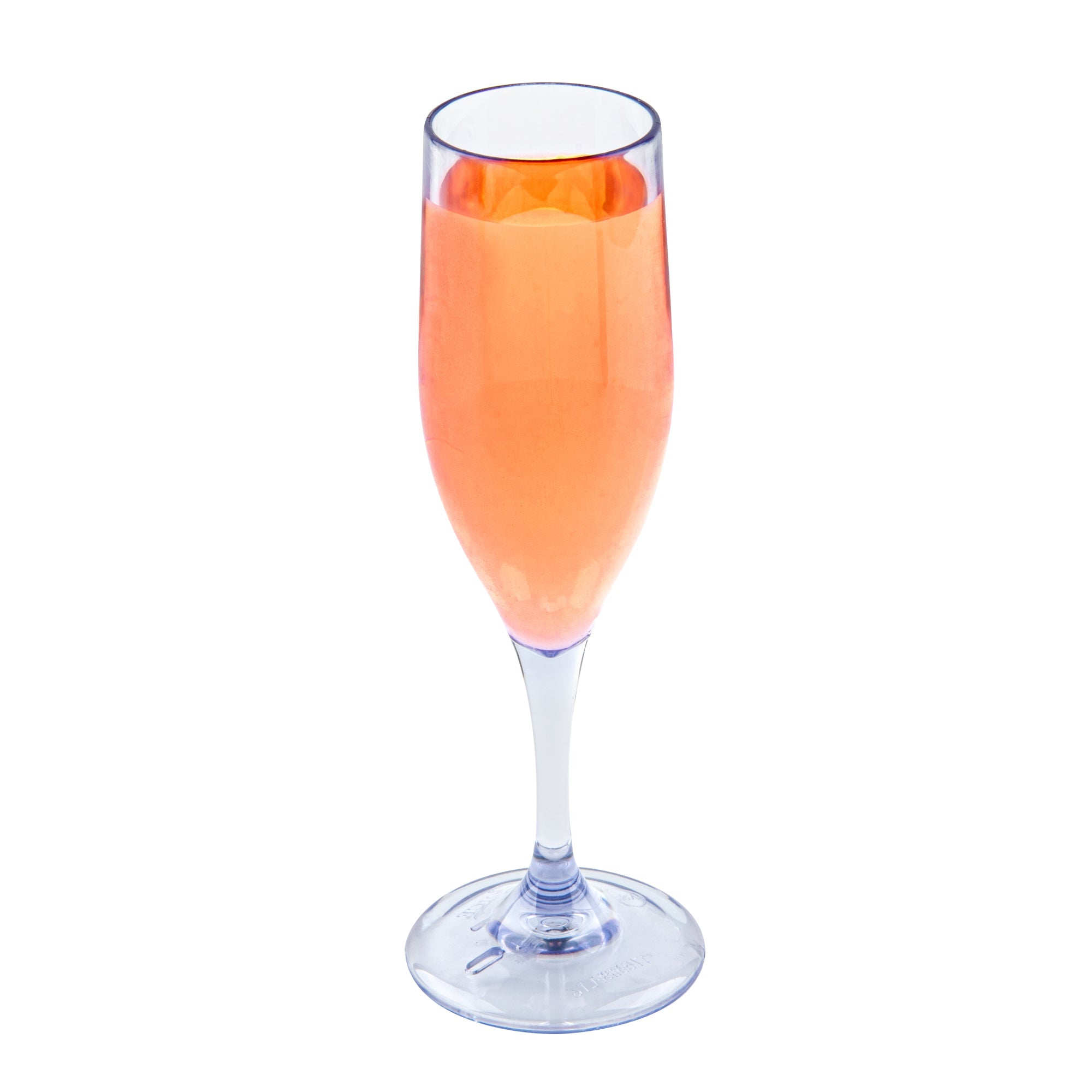 Bev Tek 6 oz Clear SAN Plastic Champagne Flute - 2" x 2" x 8" - 50 count box