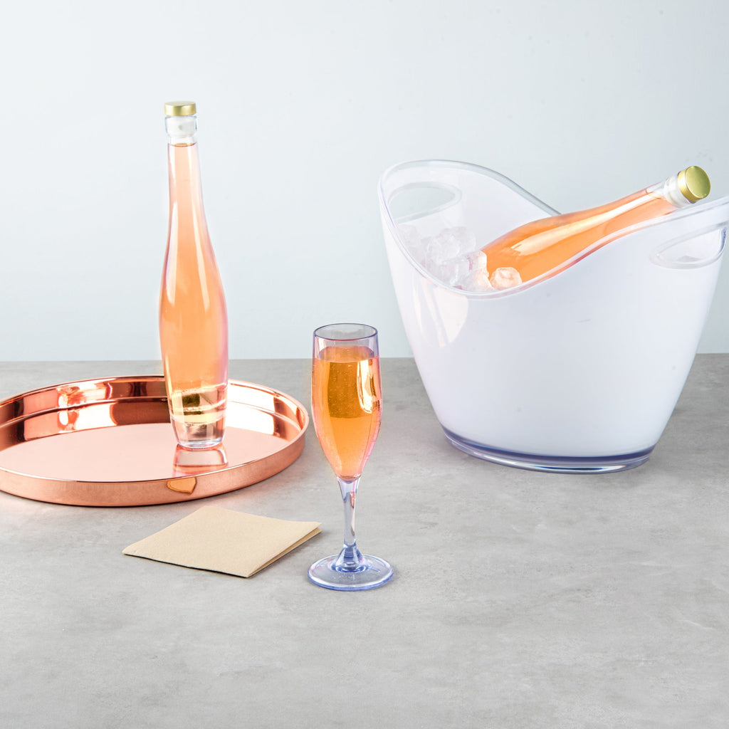 Bev Tek 6 oz Clear SAN Plastic Champagne Flute - 2" x 2" x 8" - 50 count box