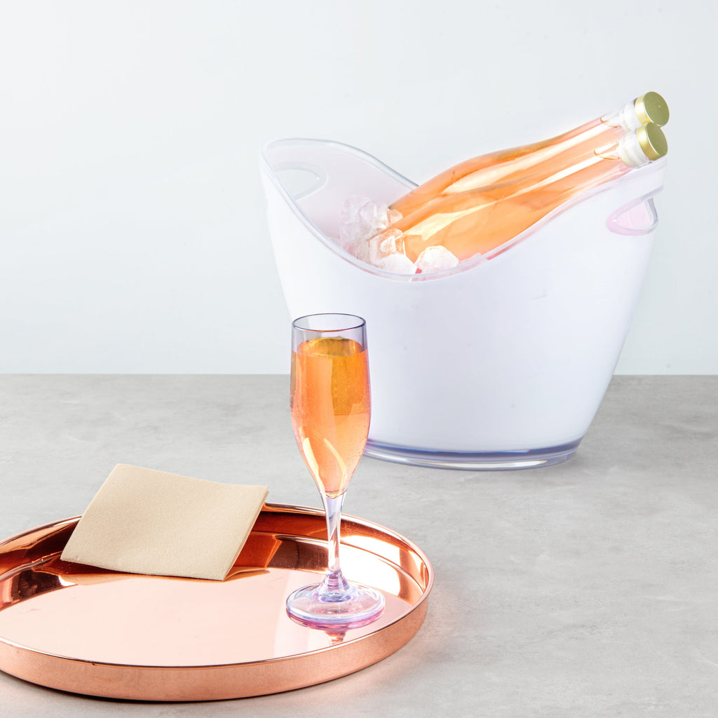 Bev Tek 6 oz Clear SAN Plastic Champagne Flute - 2" x 2" x 8" - 50 count box