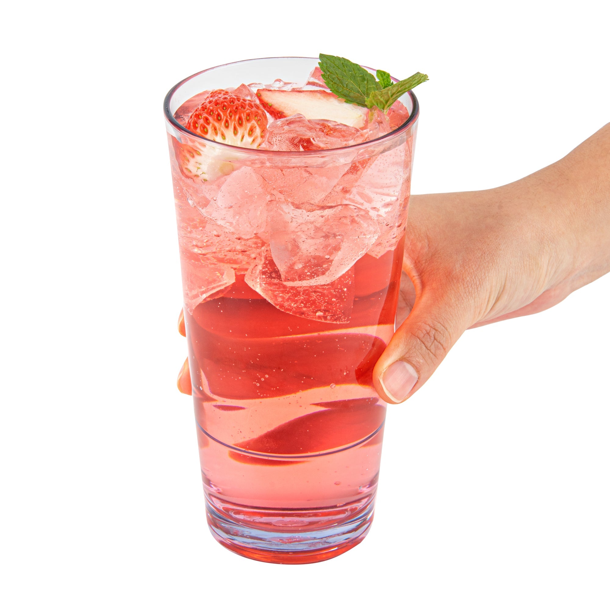 Bev Tek 20 oz Clear SAN Plastic Cooler Glass - 3 1/2" x 3 1/2" x 6 1/2" - 10 count box