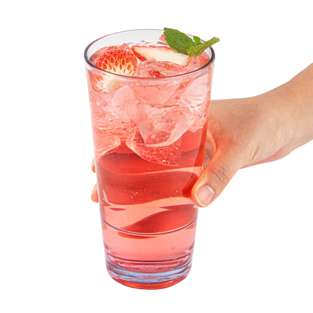 Bev Tek 20 oz Clear SAN Plastic Cooler Glass - 3 1/2" x 3 1/2" x 6 1/2" - 50 count box