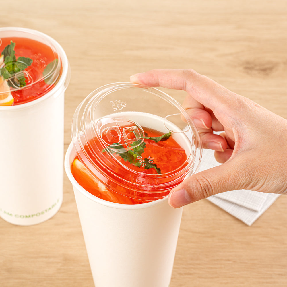 Sustain Clear PLA Plastic Straw or Sip Cold Cup Lid - Fits 9, 12, 16, 20 and 22 oz, Compostable - 1000 count box