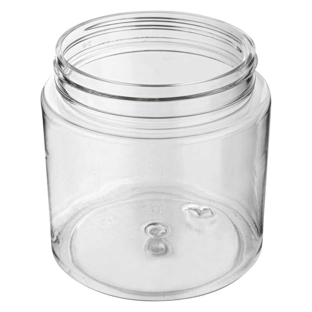 Chef 101 8 oz Round Clear Plastic Candy and Snack Jar - with Silver Aluminum Lid - 3" x 3" x 3" - 100 count box