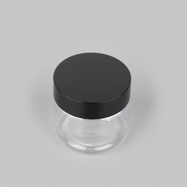 Chef 101 2 oz Round Clear Plastic Candy and Snack Jar - with Black Plastic Lid - 2" x 2" x 1 3/4" - 10 count box